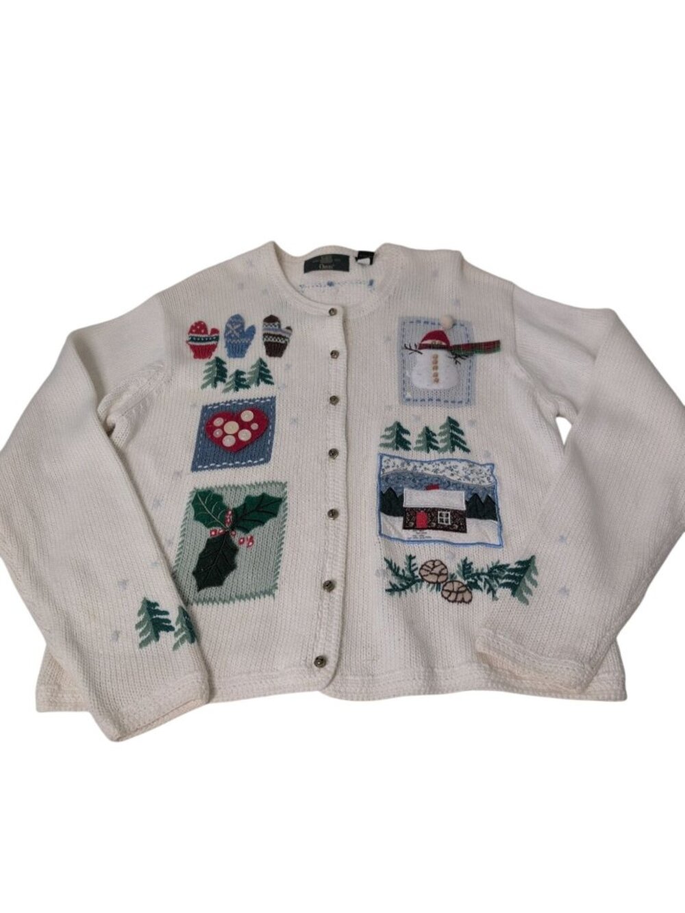 Vintage Orvis Embroidered Christmas Cardigan Womens Size XL Cabin Outdoor Holida